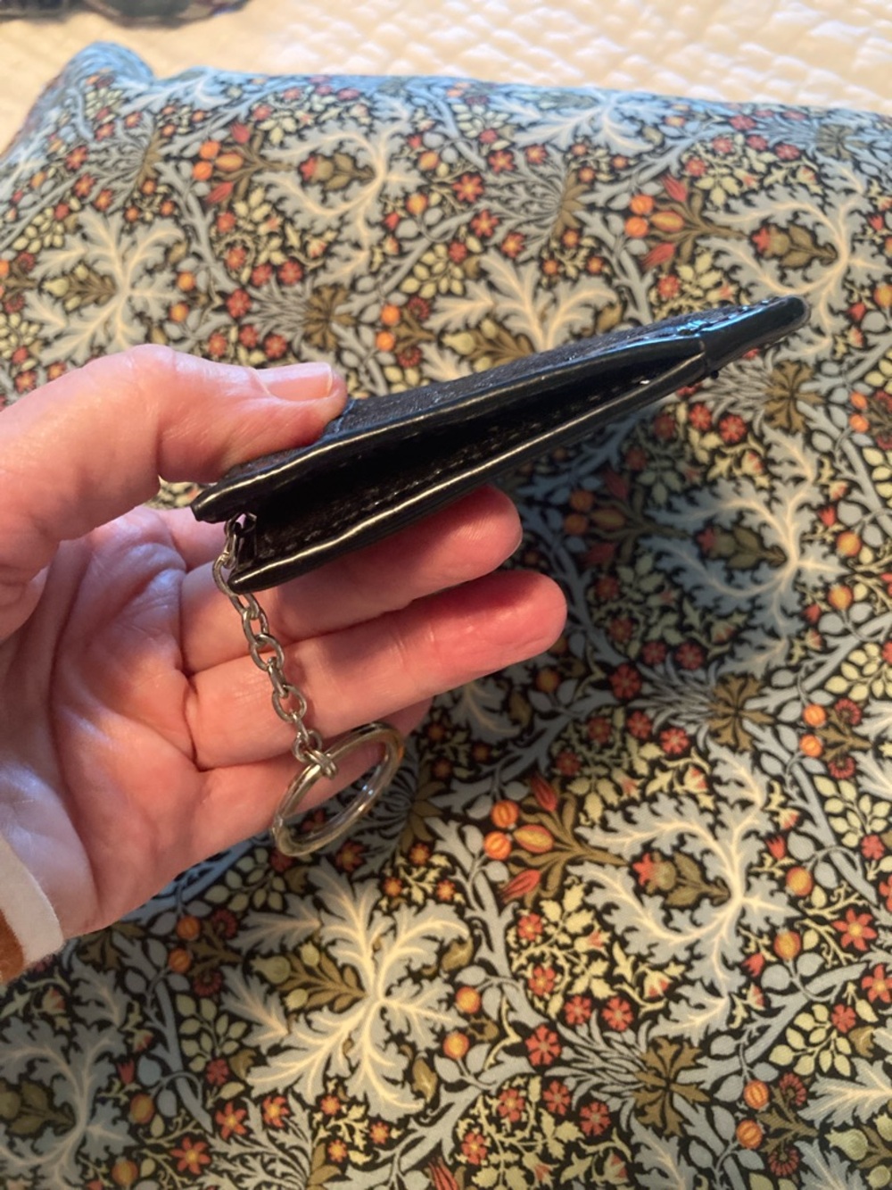 Coach Black Signature Card Case with Keyring - Picture 9 of 9